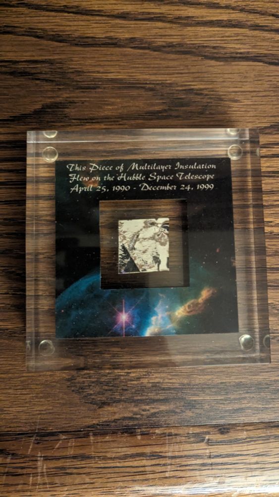 A segment of the Hubble Space Telescope foil shielding recovered from a servicing mission.