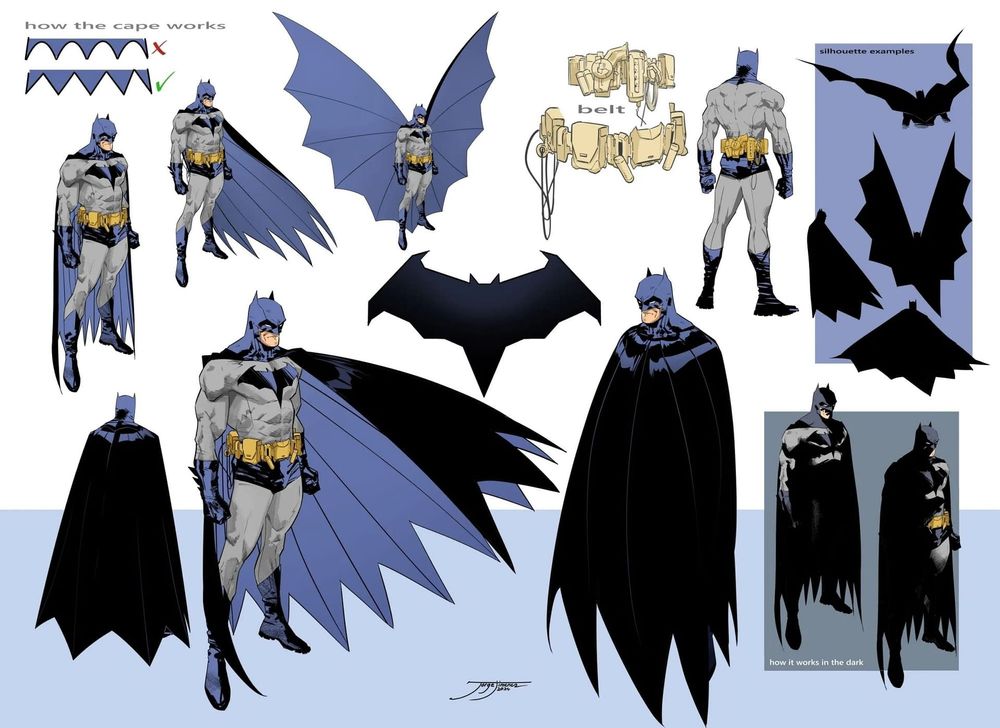 Jorge Jimenez's character design sheet for Batman in upcoming run.
