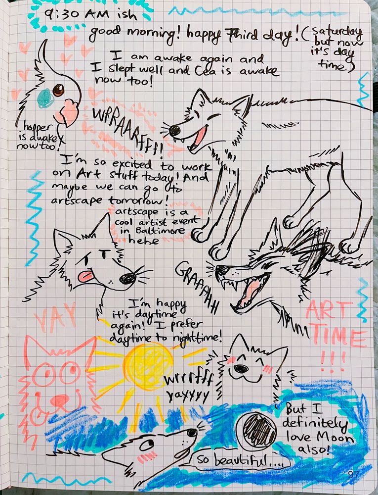Journal page of a wolfdog