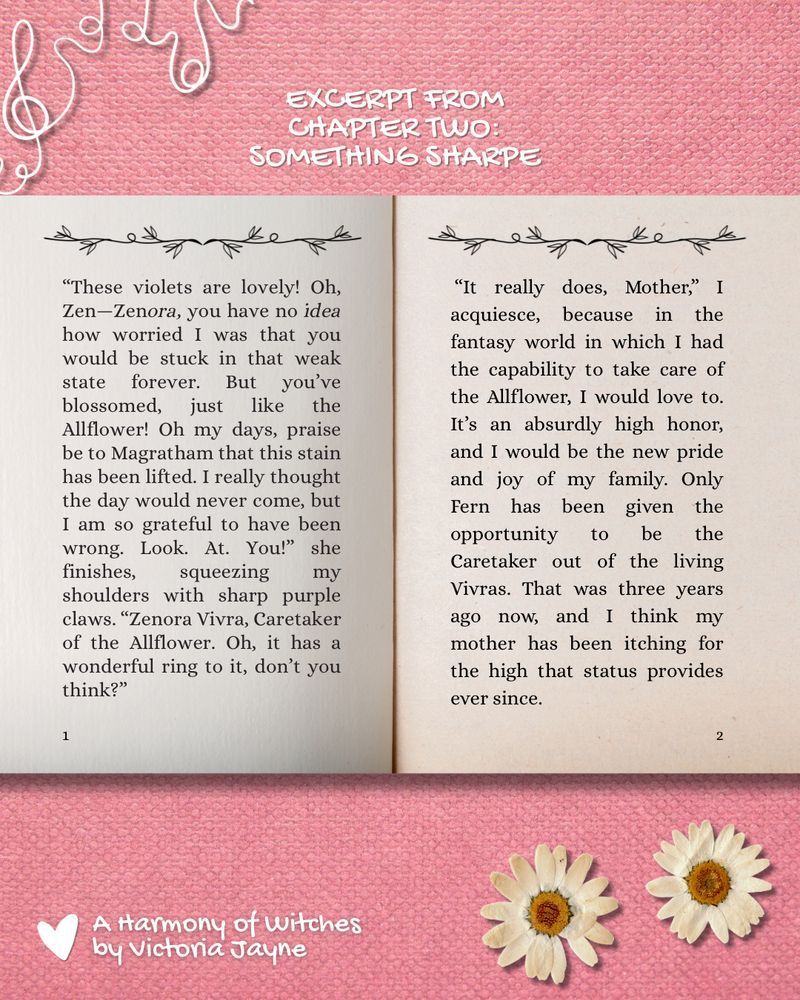 Excerpt from chapter 2 Something Sharpe. These violets are lovely! Oh, Zen—Zenora you have no idea how worried i was that you’d be stuck in that weak state forever. But you’ve blossomed, just like the Allflower!