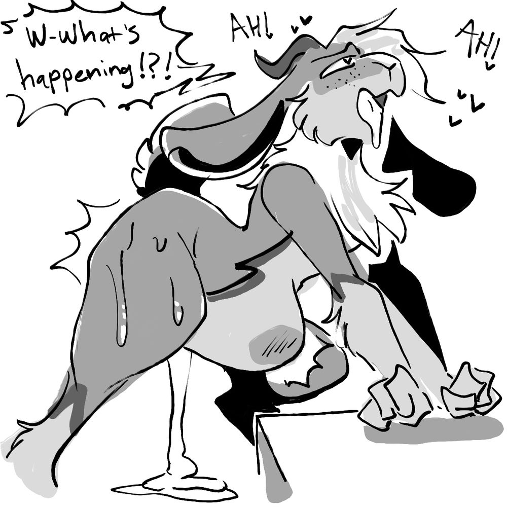 Lushy looking pleased but confused as his belly bulges and cum oozes out from a ghost cock