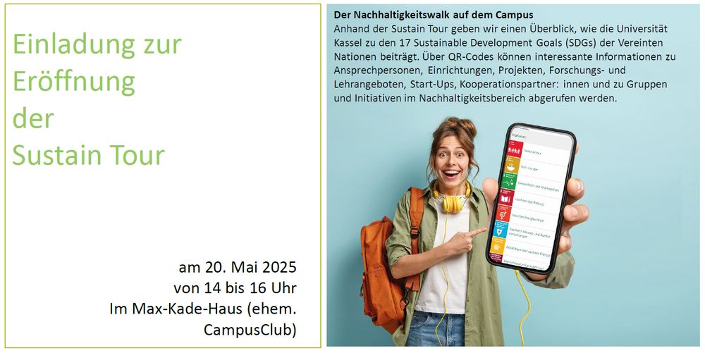 Information on the Sustain Tour that can also be found here https://www.uni-kassel.de/uni/en/nachhaltigkeit/nachhaltiger-betrieb-und-campus/green-office/meine-uni-tut-was/sustain-tour.html