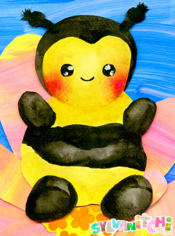 a close up of the bee