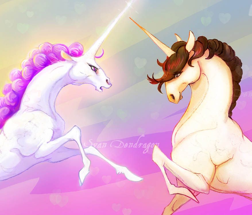 Unicorns Rumi and Juni in light and pastel colors.