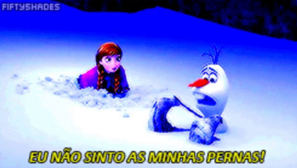 a cartoon of anna and olaf from frozen with the caption eu não sinto as minhas pernas