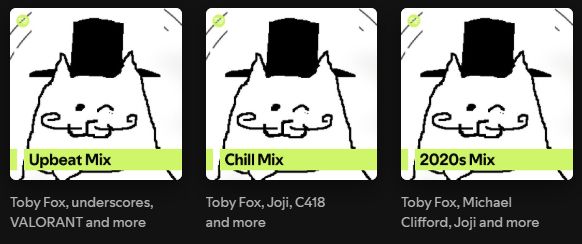 3 Spotify Mixes with Toby Fox for the picture