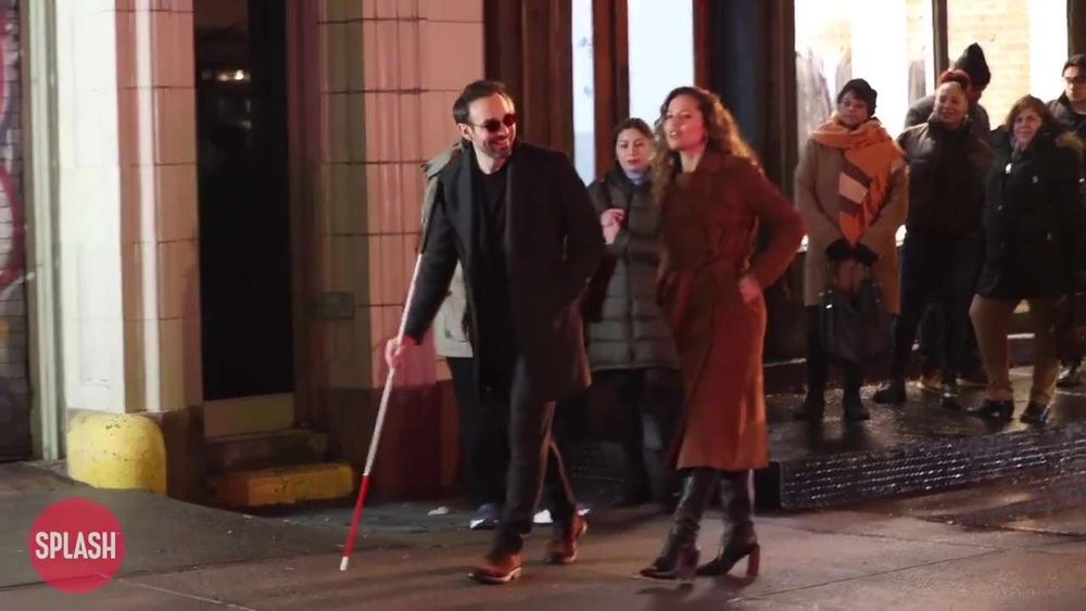 Charlie Cox and Margarita Levieva in this behind-the-scenes photo from Daredevil: Born Again