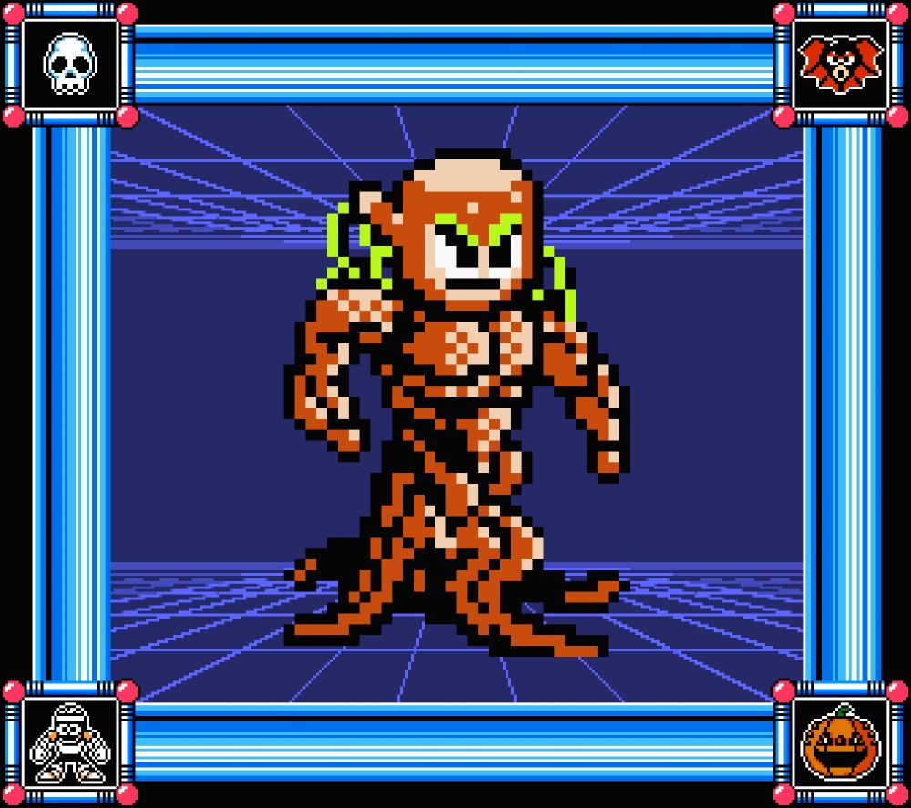 Wood Man's head mounted over the body of the He Monster, a muscular upper body with roots splayed out as legs.

Wood Man never looked so buff (and reposted).