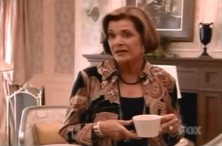 Screen capture of Lucille Bluth in the television series Arrested Development, holding a tea cup.