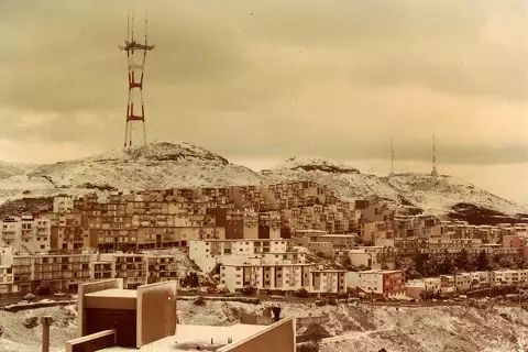 Twin peaks & sutro tower in a fair dusting of snow