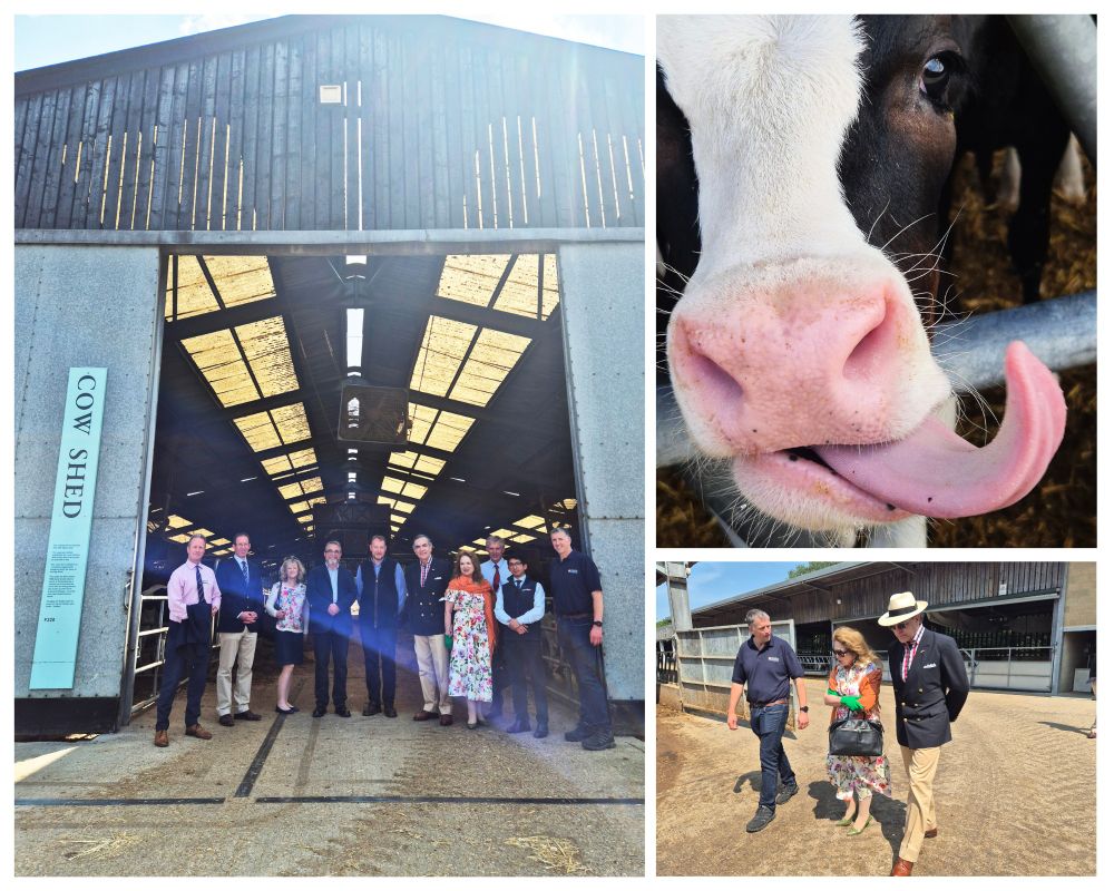 Photo of guests outside the Cow Shed at the University farm