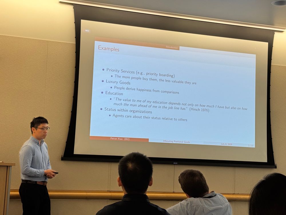 Peiran Xiao giving his EC talk