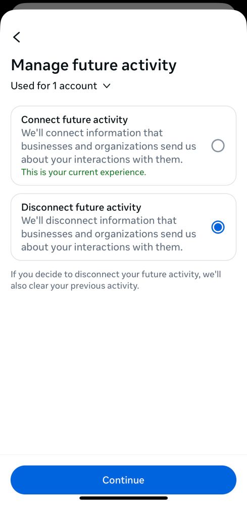 Finally, selected “Disconnect future activity”