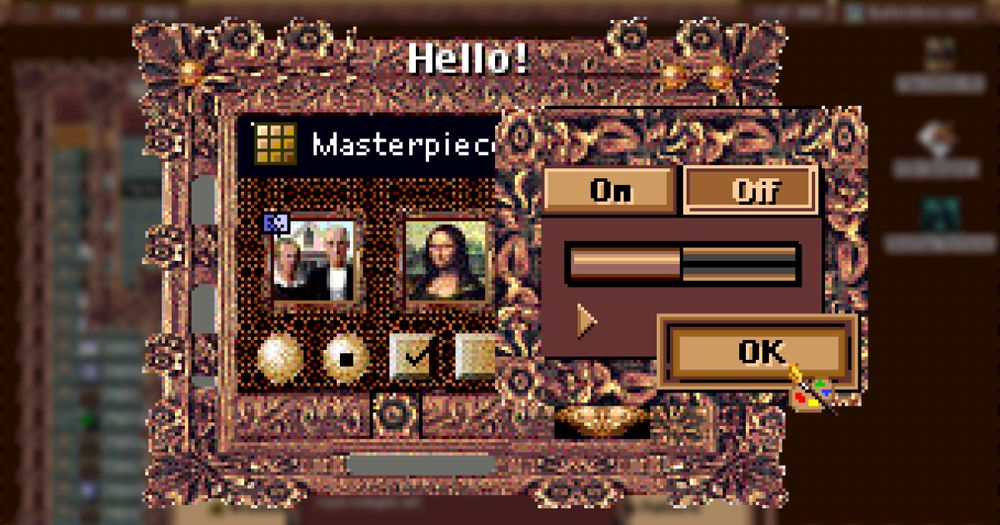 A preview of the Mac theme "Masterpiece" by "Martha Royer"