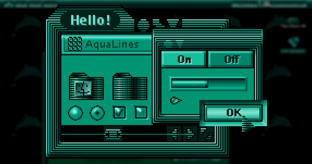 A preview of the Mac theme "Aqua Lines" by "Digital Ink Studios"