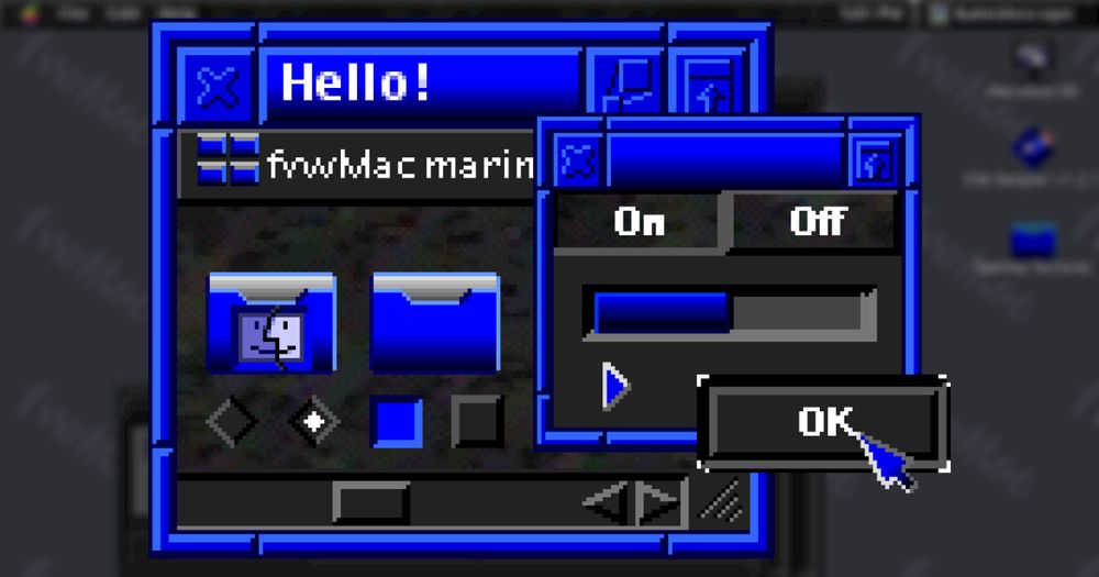 A preview of the Mac theme "fvwMac marine 1.09" by "Alexander E. Ribbe"
