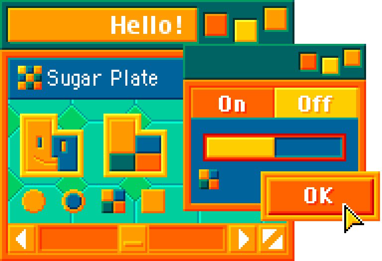 A preview of the Mac theme "Sugar Plate" by "Yoshihiro Kondo"