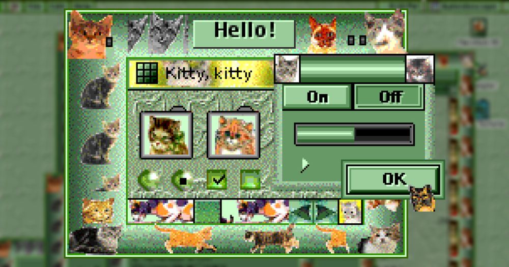 A preview of the Mac theme "Kitty, kitty" by "Martha Royer"