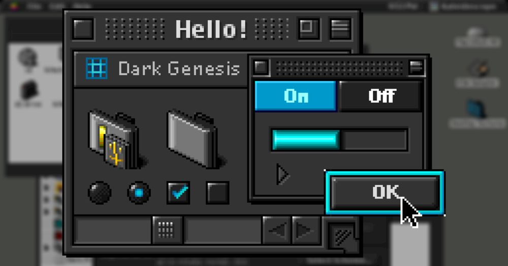 A preview of the Mac theme "Dark Genesis" by "Tobias Tornblom"