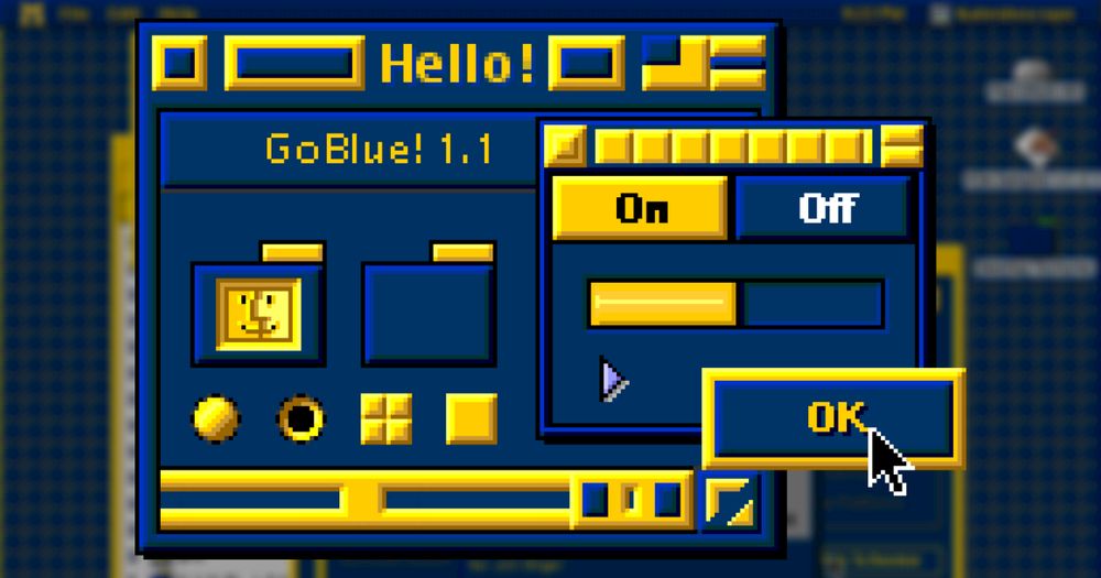 A preview of the Mac theme "GoBlue!" by "Rik Osborne"