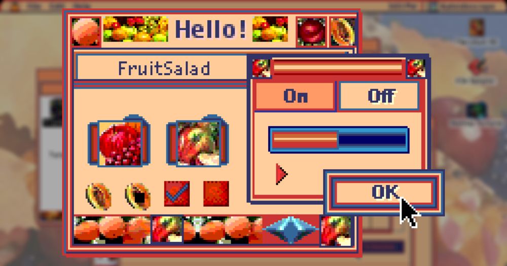A preview of the Mac theme "FruitSalad" by "Martha Royer"
