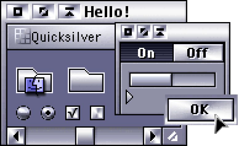 A preview of the Mac theme "Quicksilver X (With Richard Bensam)" by "Toren Valimir"