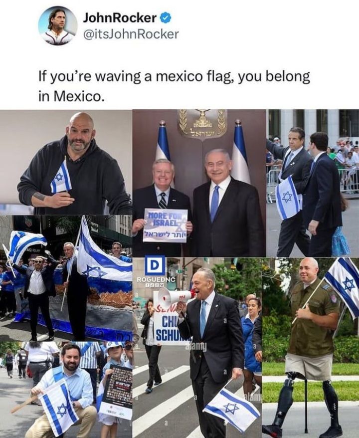 Politicians waving Israeli flags