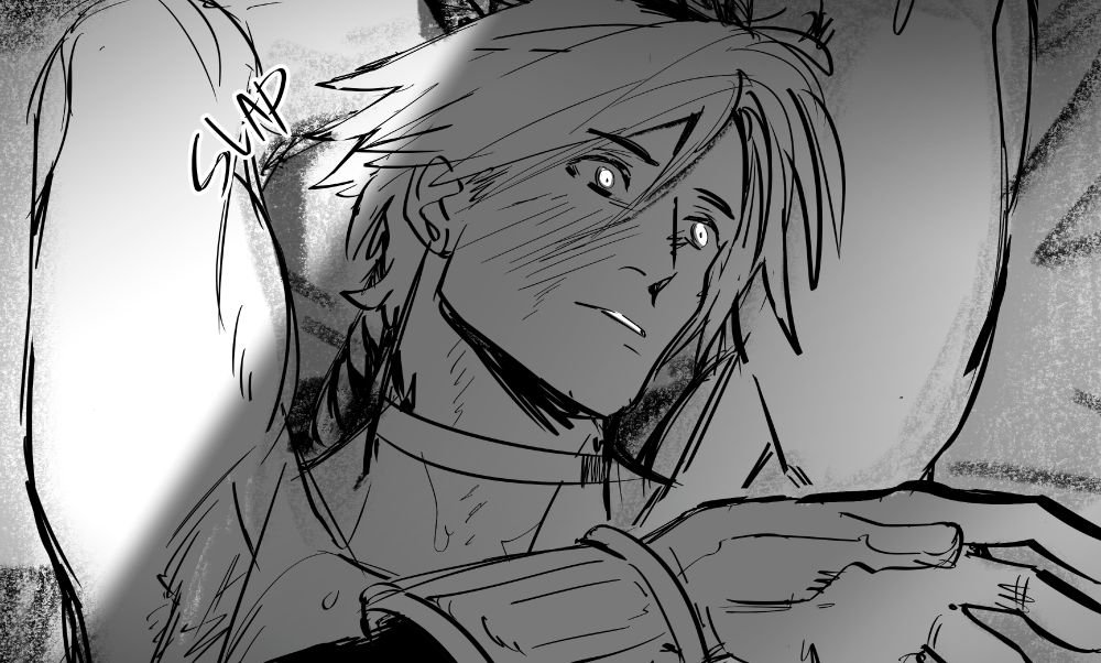 Emet-selch slaps a restrained Thancred with a gloved hand.