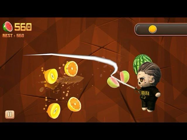 15cm Izzy doll by Rights slashing fruits on Fruit Ninja. 