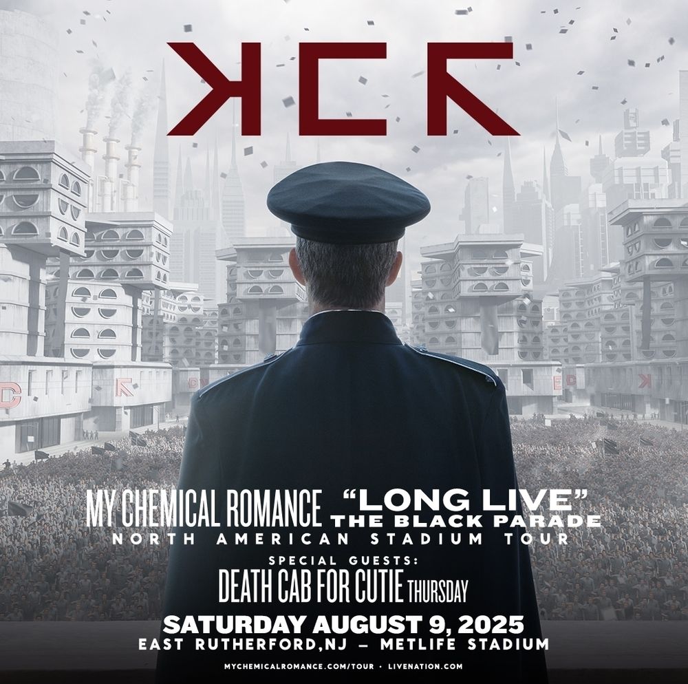 Poster for My Chemical Romance w/ death cab for cutie and Thursday on August 9th at metlife stadium 