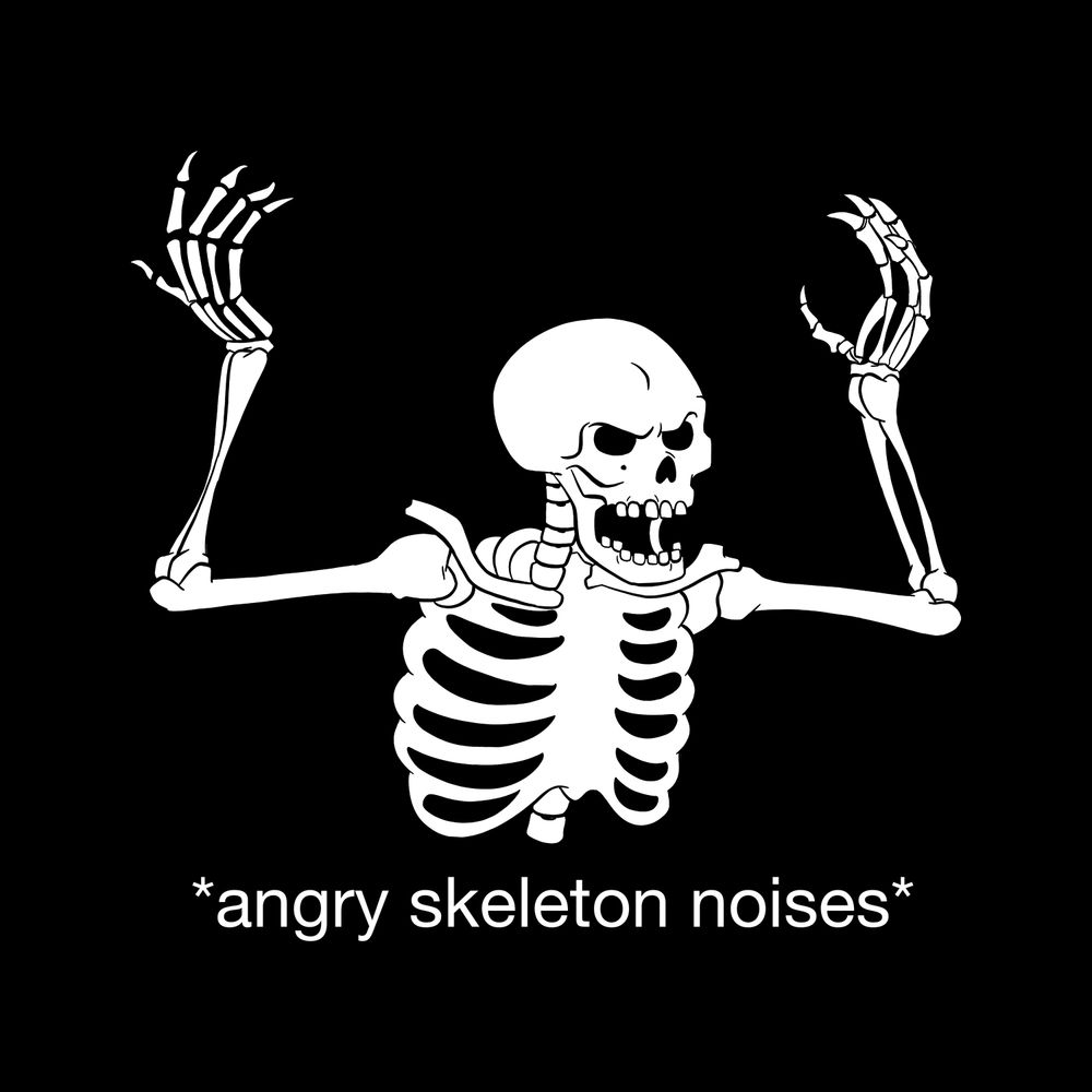 an angry skeleton making noises of anger