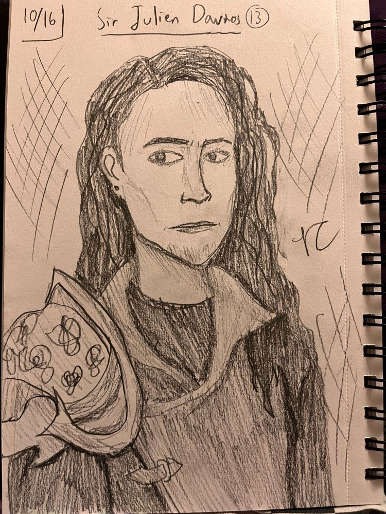 Fanart of Sit Julien Davinos, a human in military like clothing