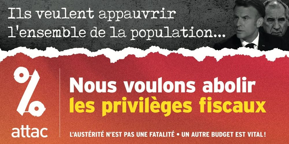 Visuel "Ils veulent appauvrir l'ensemble de la population... Nous voulons abolir les privilèges fiscaux"