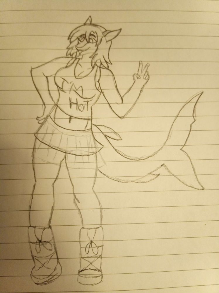 Asked my irl friend what she would wanna look like as a furry. She responded with "Slutty Fish"

So here is "Slutty fish"