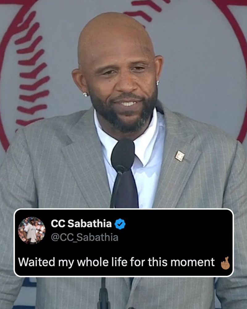 X post of CC Sabathia: "Waited my whole life for this moment 🤞🏾"
CC Sabathia gives his National Baseball Hall of Fame induction speech.
if you also wanted to get that up on TW joe
