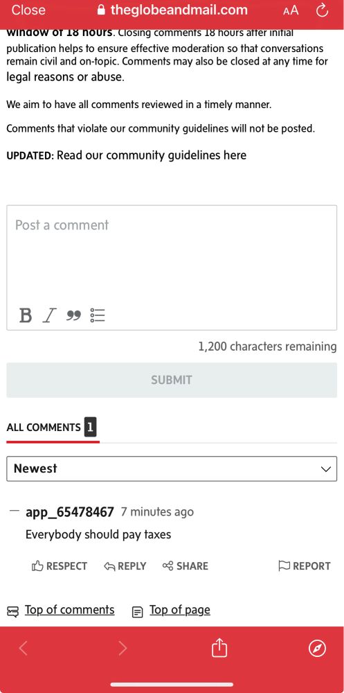 in the screen capture above, an individual named app_65478467 says Everybody should pay taxes