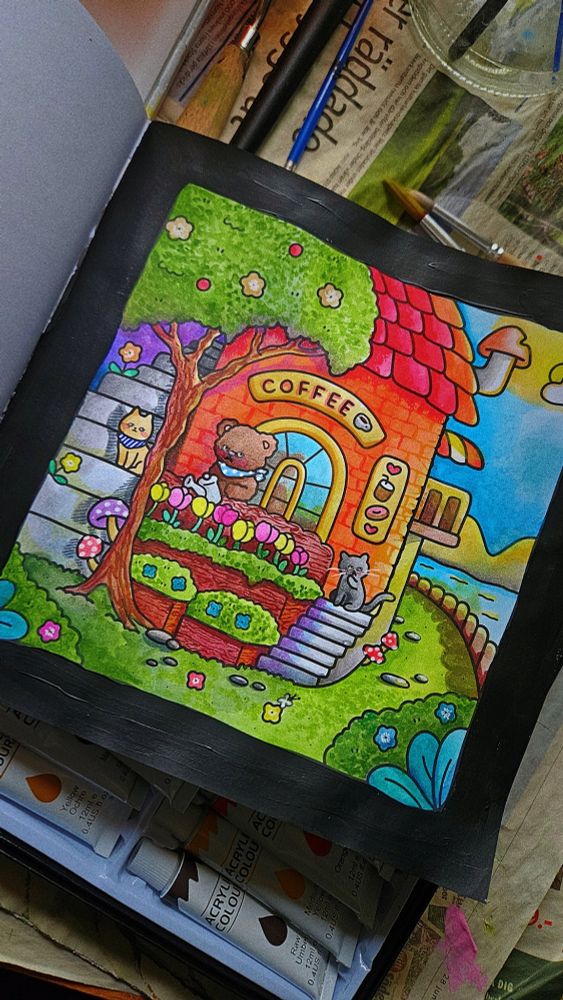 Previous page, colored in vibrant colors