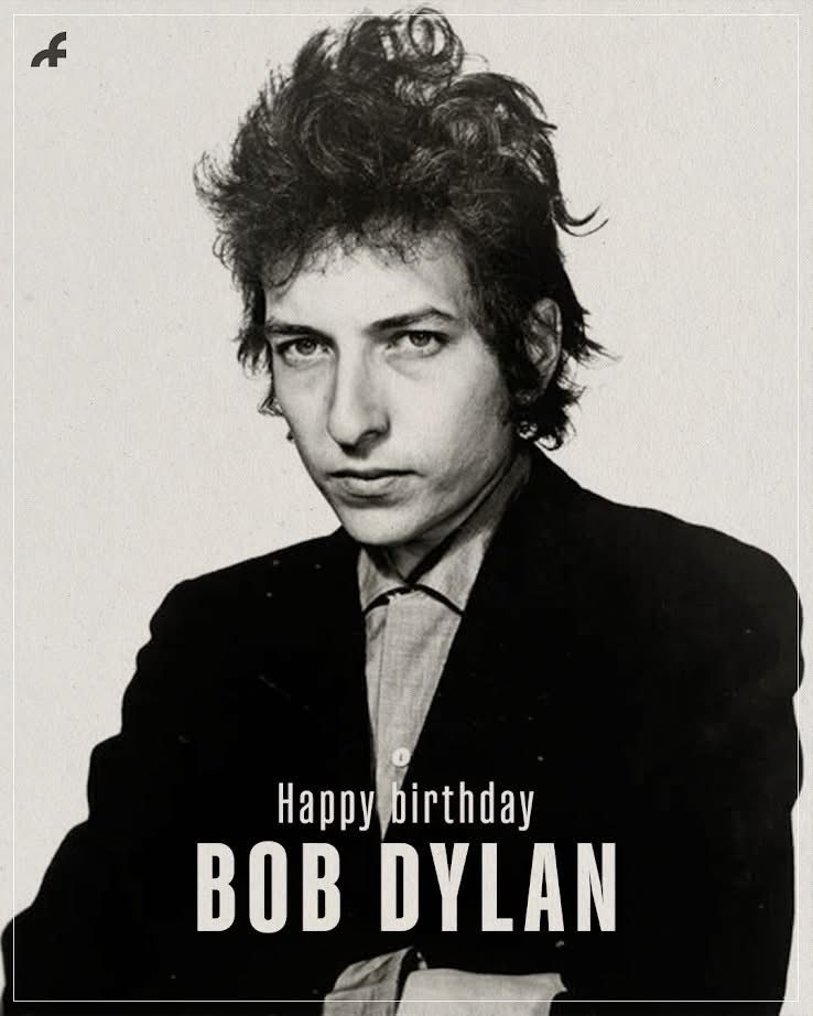 Photo of a young bob Dylan saying happy birthday bob Dylan 