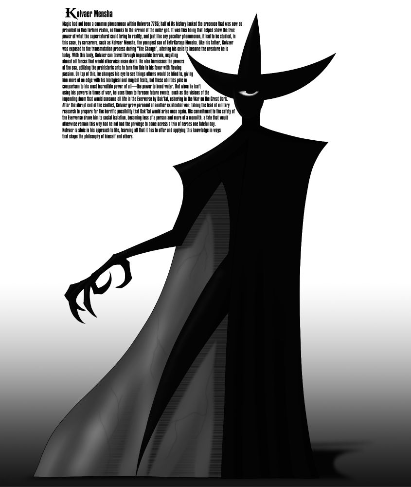 The youngest son of Teth'Karaga, Kolvær, contrary to his father, longs to explore the vast multiverse rather than spend his time in the Zentlini System. But his duties as a farseer are not below him, as he uses his powers to unlock hidden secrets and unleash the horrors of the hive onto his adversaries. 