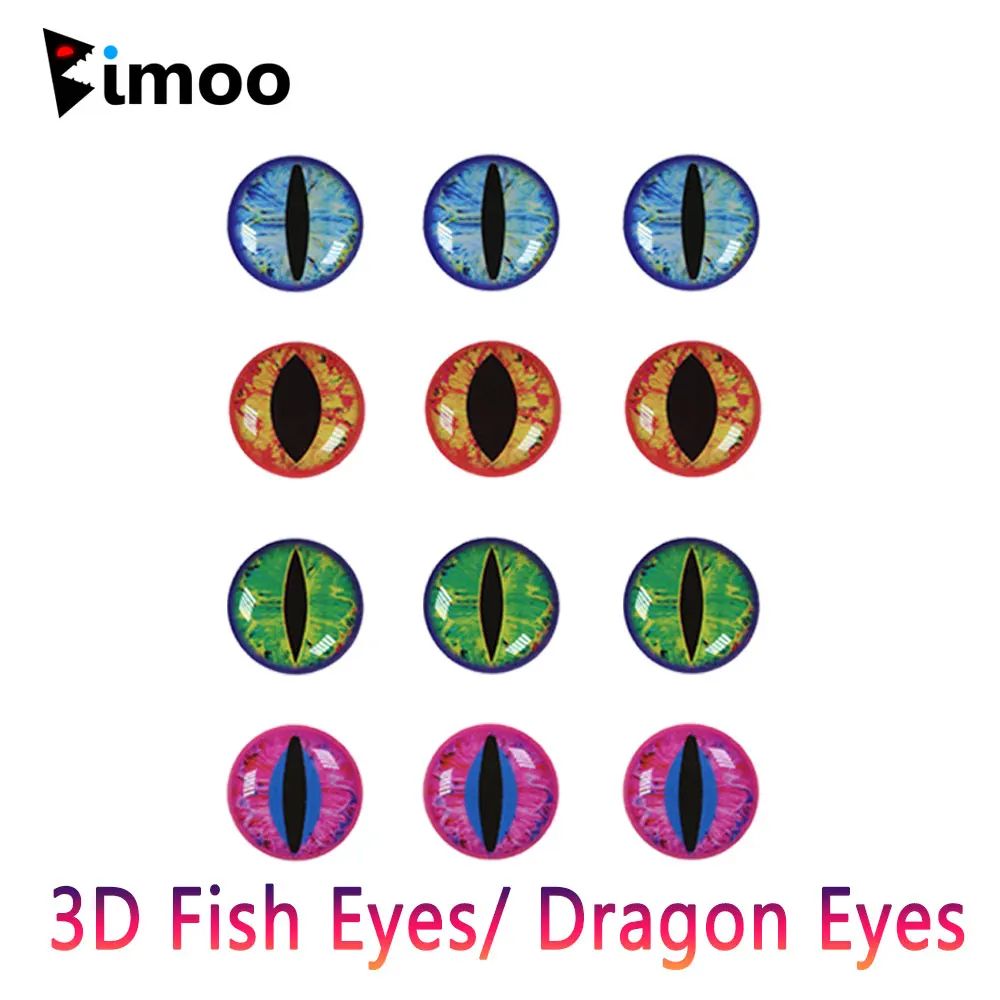 Bimoo 50pcs Holographic 3D Epoxy Fish Eyes Dragon Eyes For Tying Streamer Saltwater Fly Jig Baits Fishing Lure Making 3mm~12mm