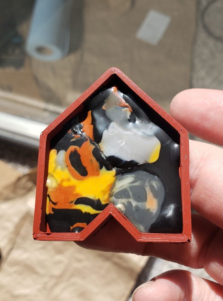 A photo of the same mould after all the pieces have been melted and fused together.