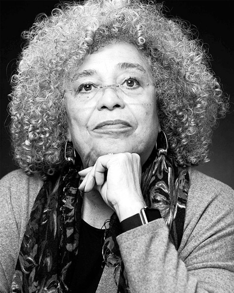 Black-and-white headshot of Angela Davis