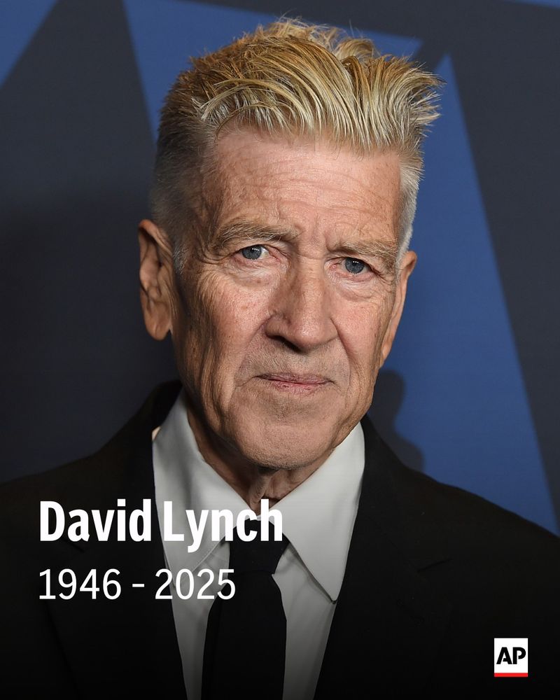 Photo of David Lynch. Text: David Lynch, 1946-2025