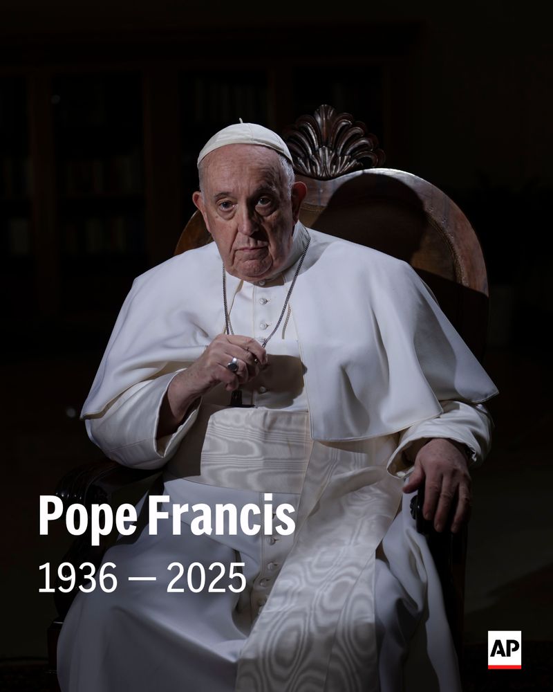 Photo of Pope Francis. Text: Pope Francis, 1936-2025
