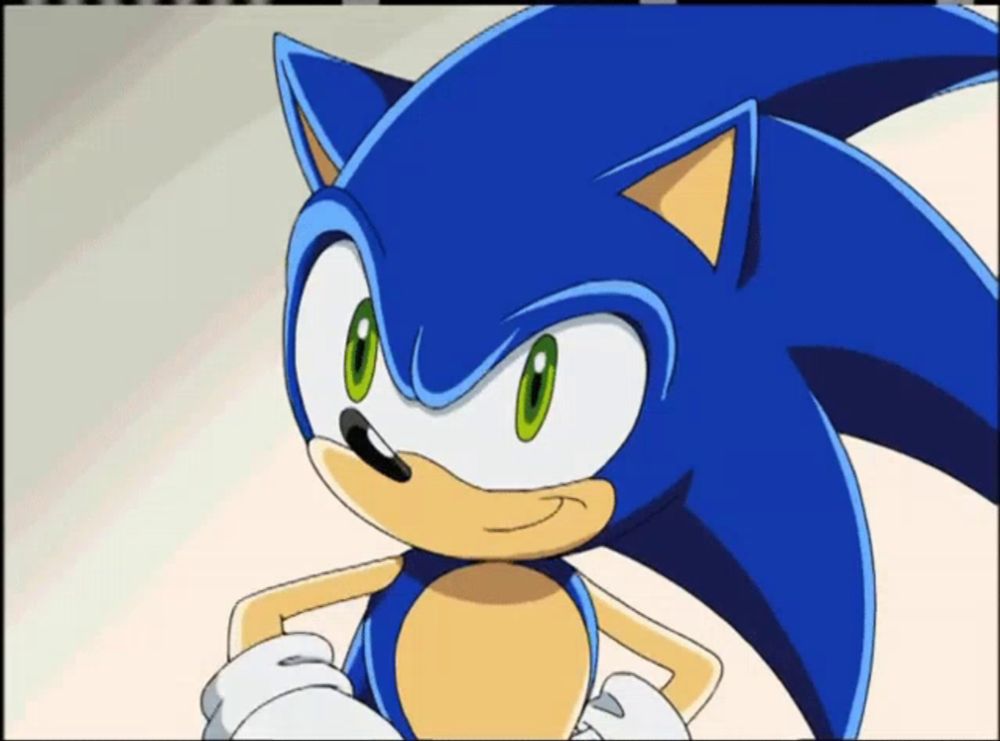 a close up of a sonic the hedgehog cartoon character