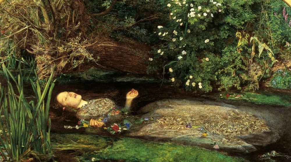 Painting of Ophelia after drowning in Hamlet 