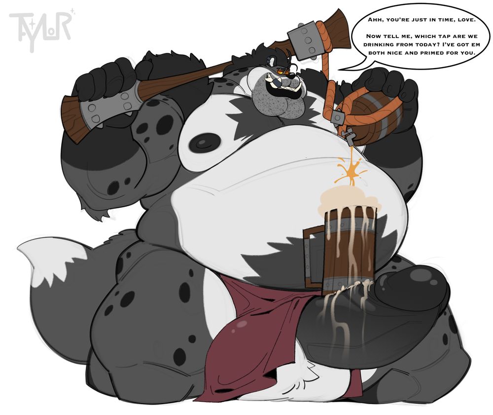Gnoll Monte (Monte as a gnoll) kneels to make his cock more accessible. He waggles his eyebrows invitingly, offering the viewer a choice of whether they want to drink his exclusive beer or suck his throbbing cock. Both are sure to have life-changing results.

#WorgenRougeArt #WorgenRougeNSFW #MontetheWerewolf #GnollMonte
