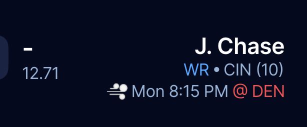 jamarr chase, who is expected to score 12.71 points tomorrow night