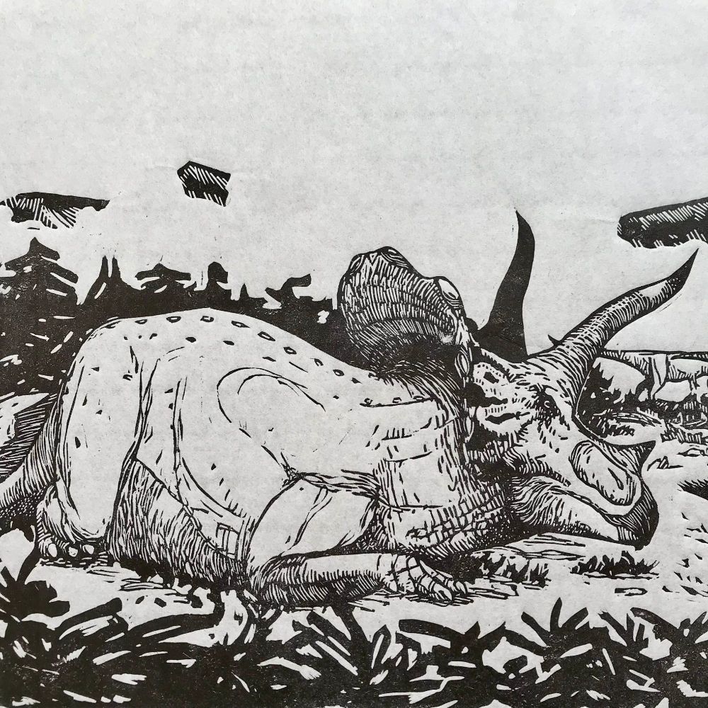 Detail of the adult triceratops
