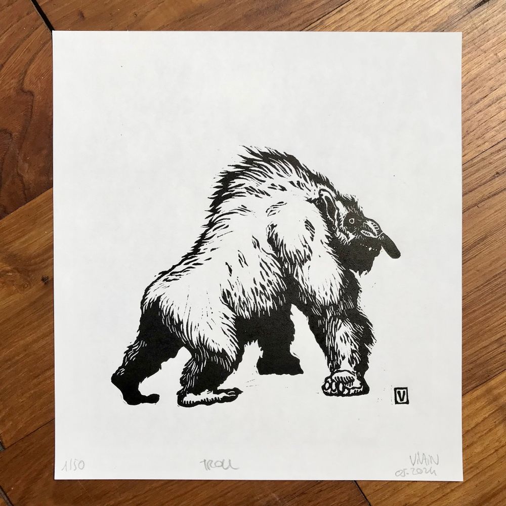 Petite estampe d'un troll